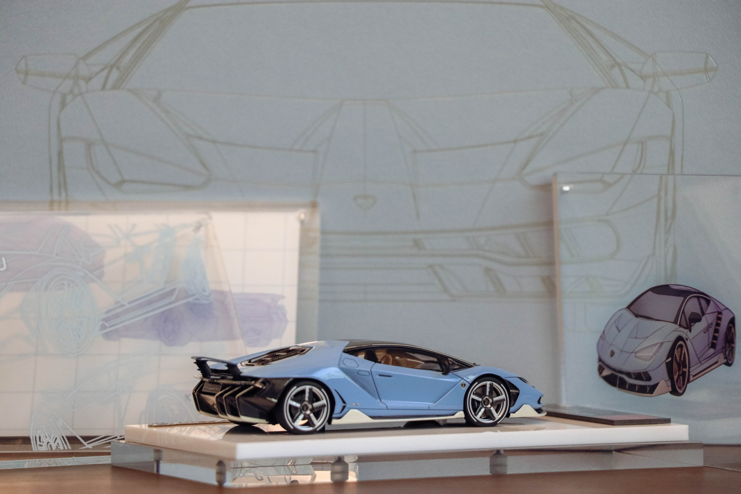 -BACK IN STOCK- Make Up Eidolon Collection Lamborghini Centenario LP770-4 2016 Rear Wing up Cielo Blu