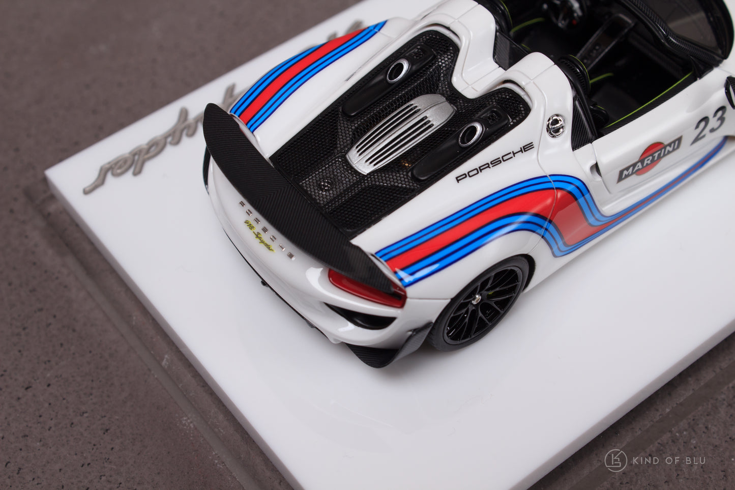 Porsche 918 Spyder weissach package 2011 Rear Wing up in Martini Livery — em812a 7