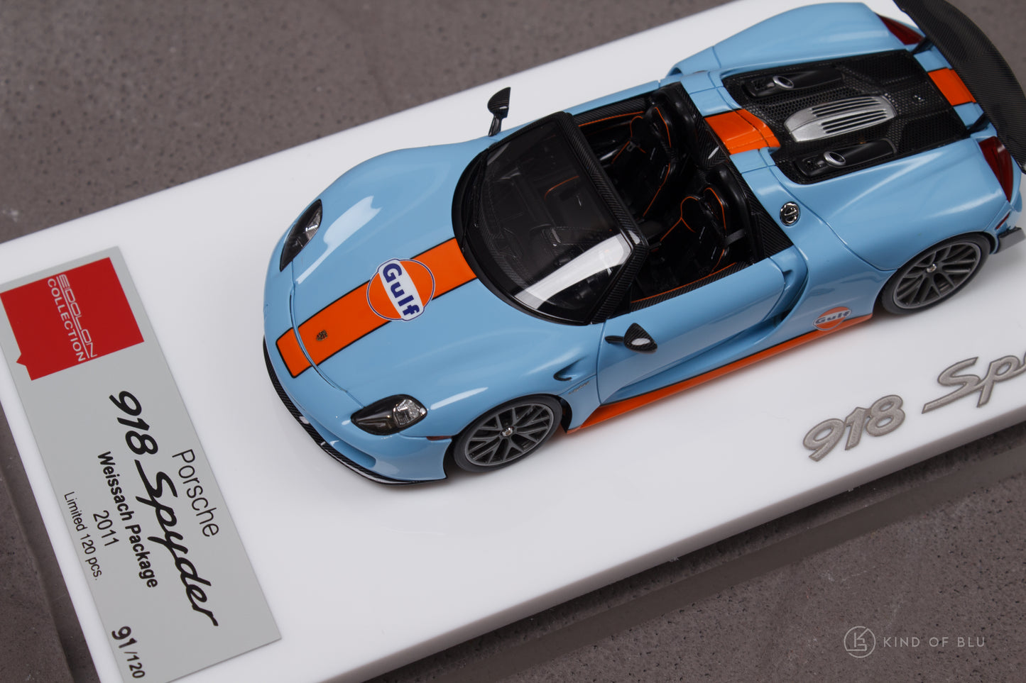 Porsche 918 Spyder weissach package 2011 Rear Wing up in Gulf Livery — em812b 1