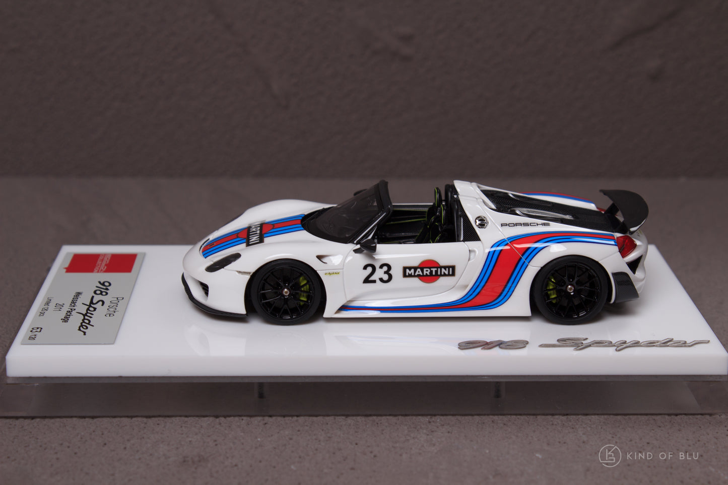 Porsche 918 Spyder weissach package 2011 Rear Wing up in Martini Livery — em812a 2
