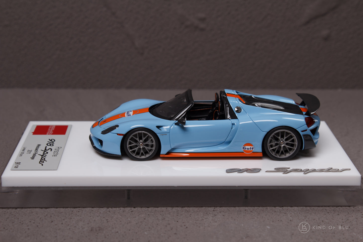 Porsche 918 Spyder weissach package 2011 Rear Wing up in Gulf Livery — em812b 2