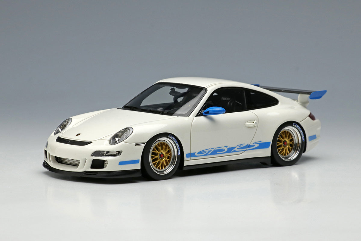 Make Up EIDOLON 1:43 Porsche 911 (997) GT3 RS 2007 (BBS LM Wheel) White with Blue Stripes