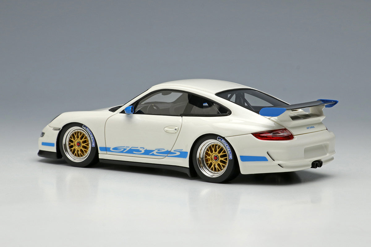 Make Up EIDOLON 1:43 Porsche 911 (997) GT3 RS 2007 (BBS LM Wheel) White with Blue Stripes